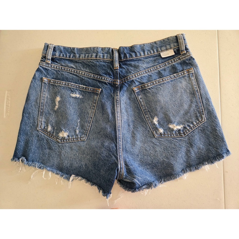 Boyish The Cody High-Rise Cut Off Distressed Denim Shorts Top Five Wash Size 28 - Picture 3 of 13